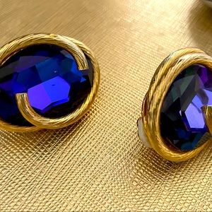 Purple and blue tint clip on earrings.